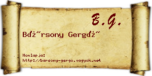 Bársony Gergő névjegykártya